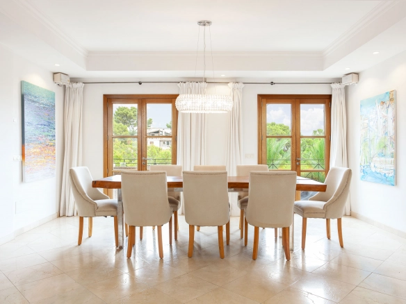 Dining area of Villa Blanes in Mallorca.