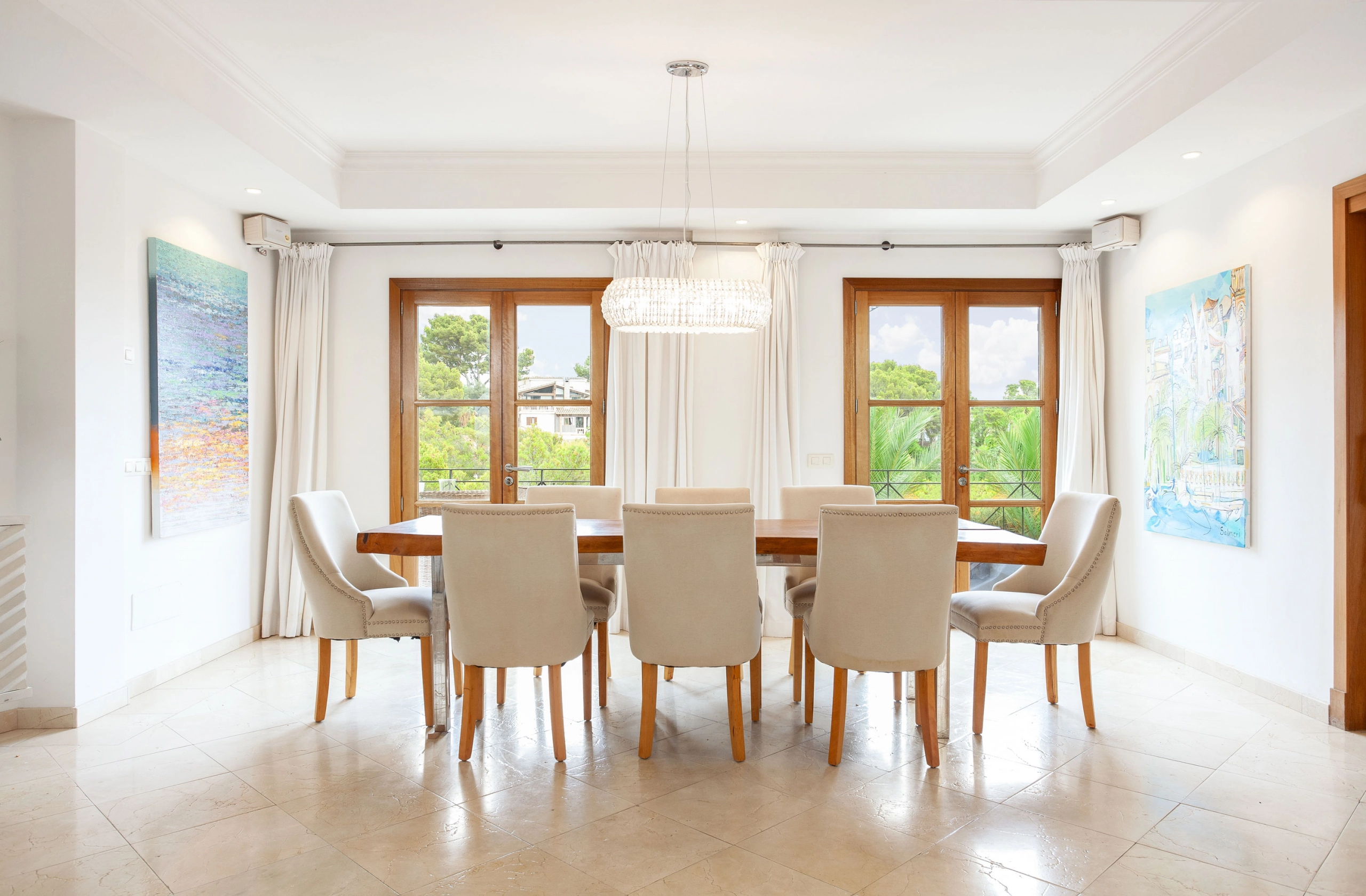 Dining area of Villa Blanes in Mallorca.