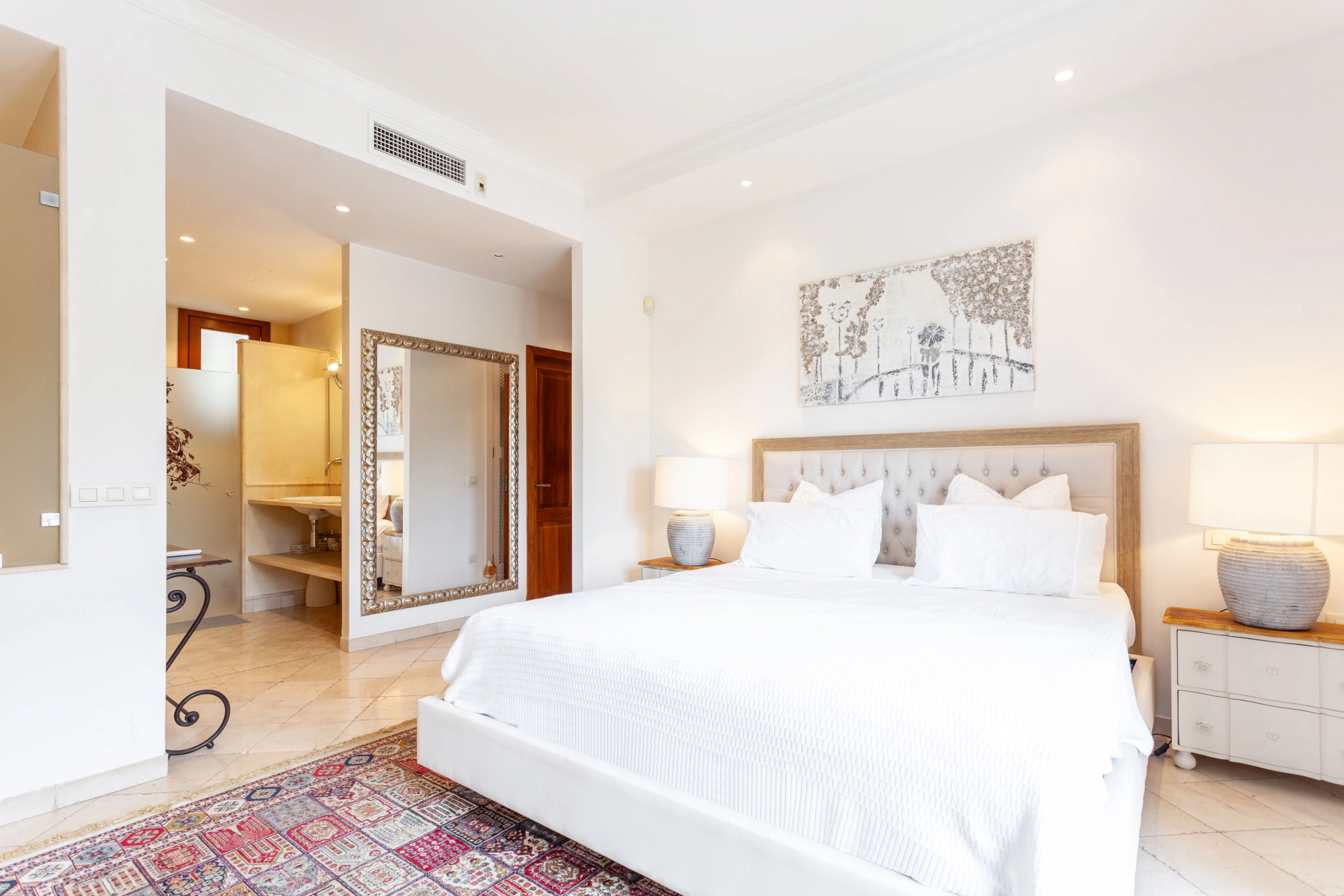 Guest bedroom of Villa Blanes in Mallorca.