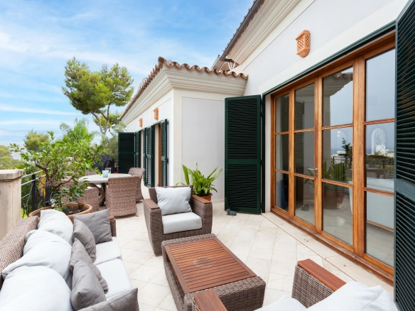 Outdoor area of Villa Blanes in Mallorca.