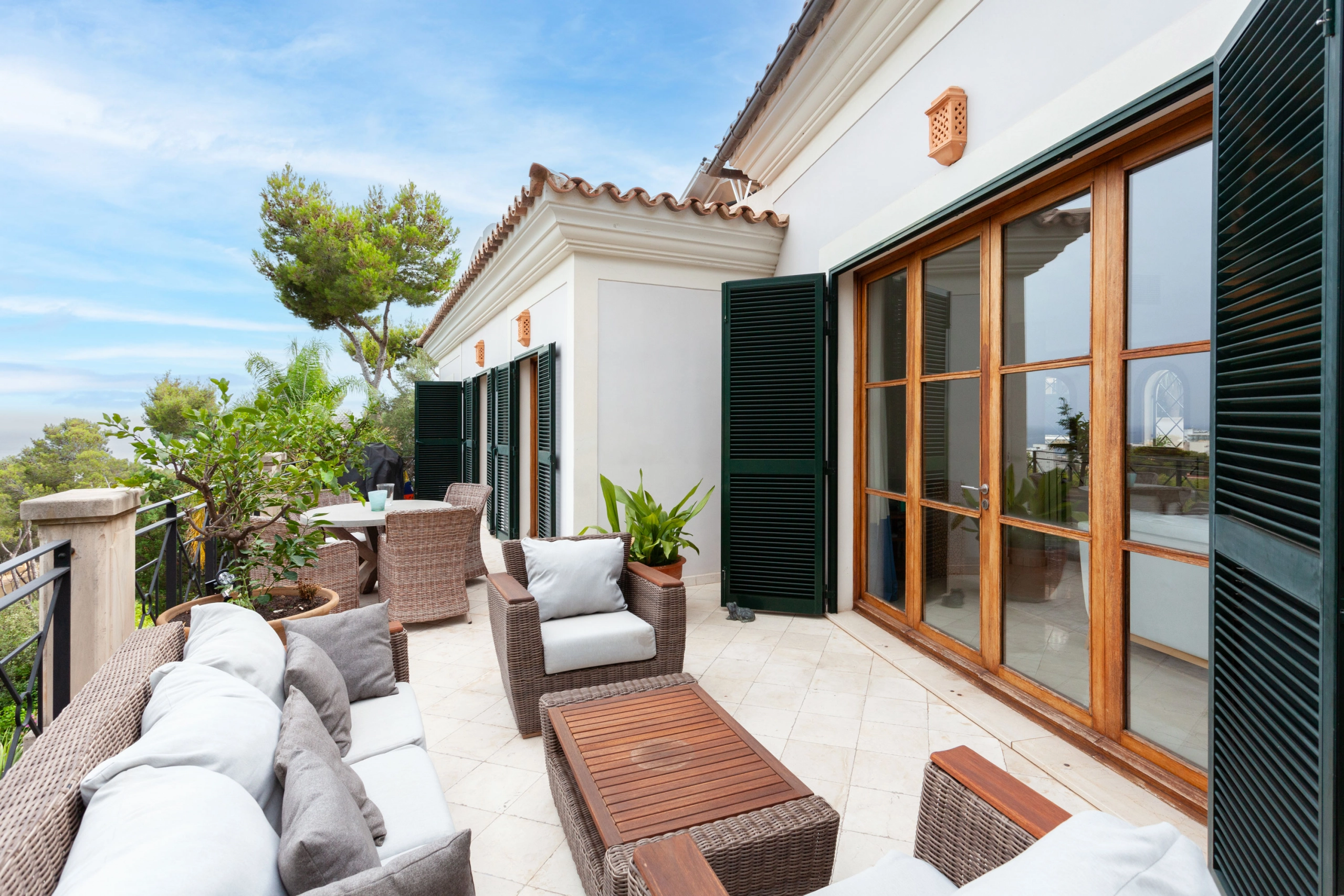 Outdoor area of Villa Blanes in Mallorca.