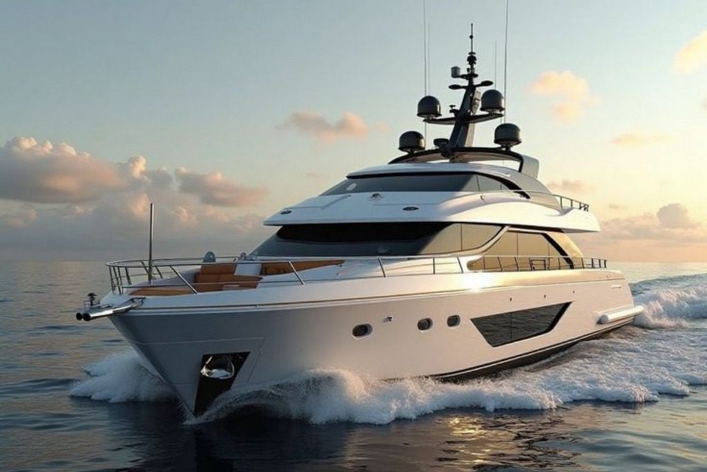Luxury sailing yacht cruising.