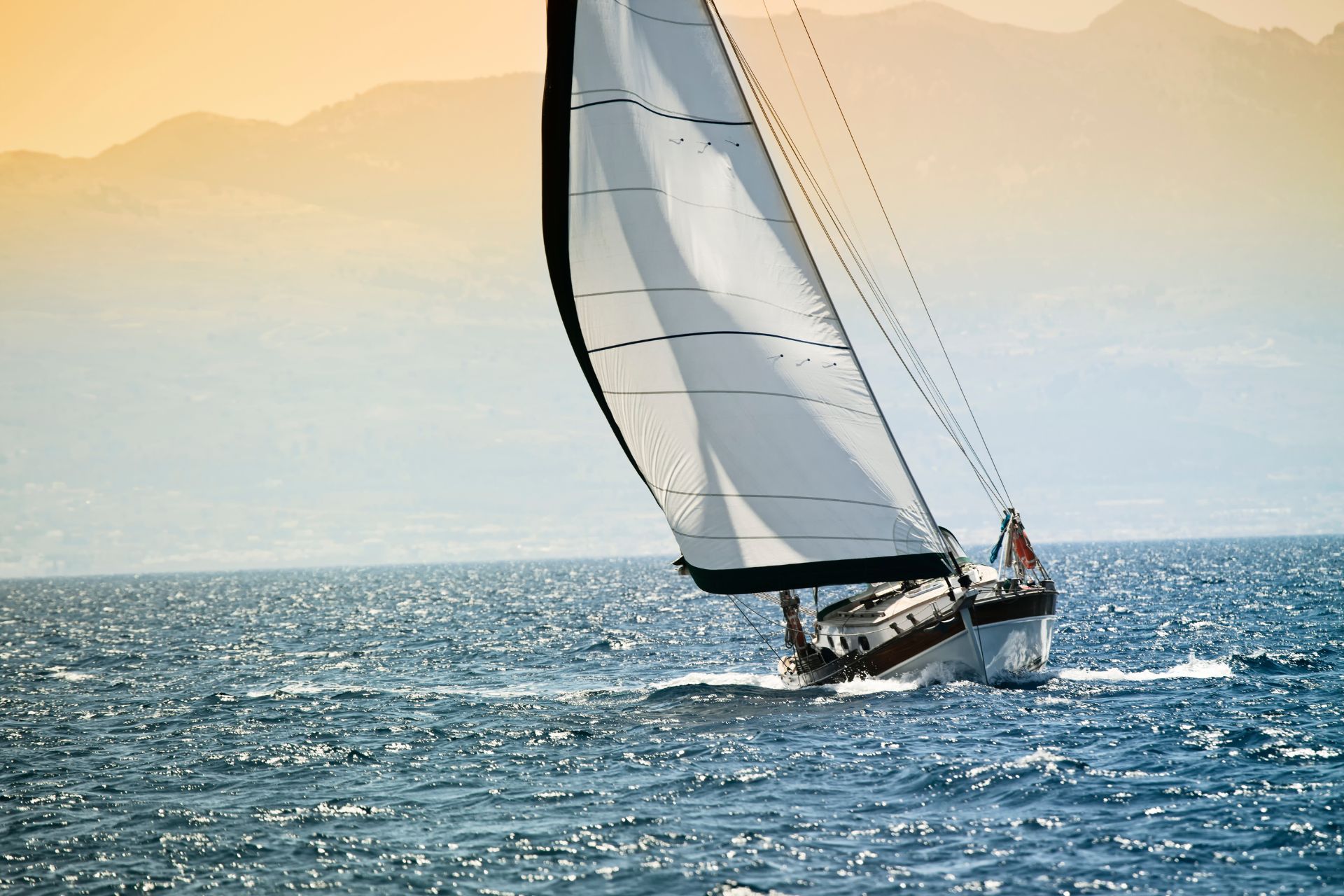 Sailing yacht at sea.