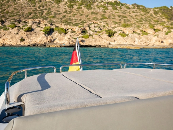 Charter yacht Sunseeker Predator 57 Boefje II stern sunlounger.