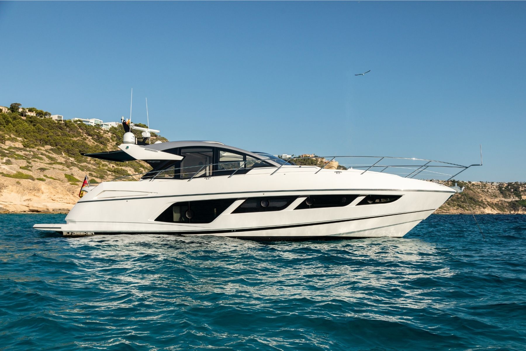 Charter yacht Sunseeker Predator 57 Boefje II at sea.