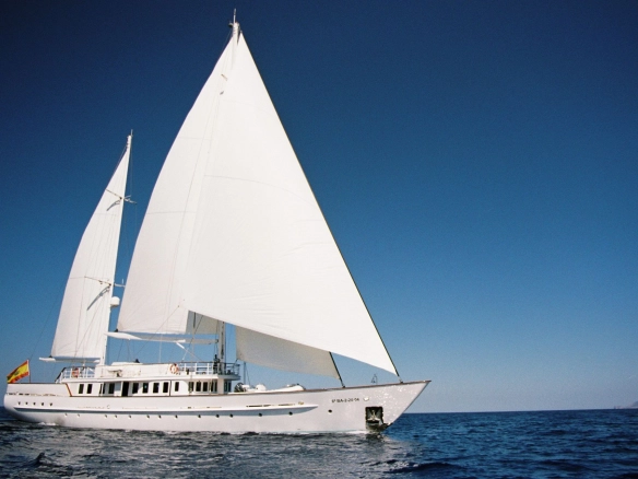 Sailing yacht Mata Mua sailing in the Mediterranean.