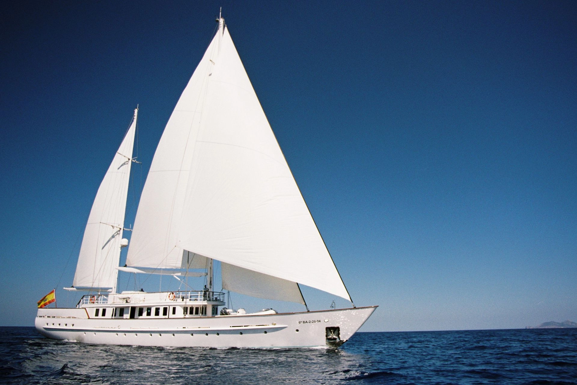 Sailing yacht Mata Mua sailing in the Mediterranean.