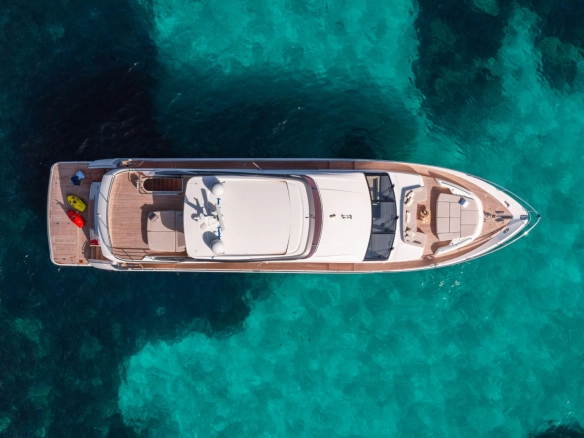 Aerial view of motor yacht Princess Y78 Mio Barco.