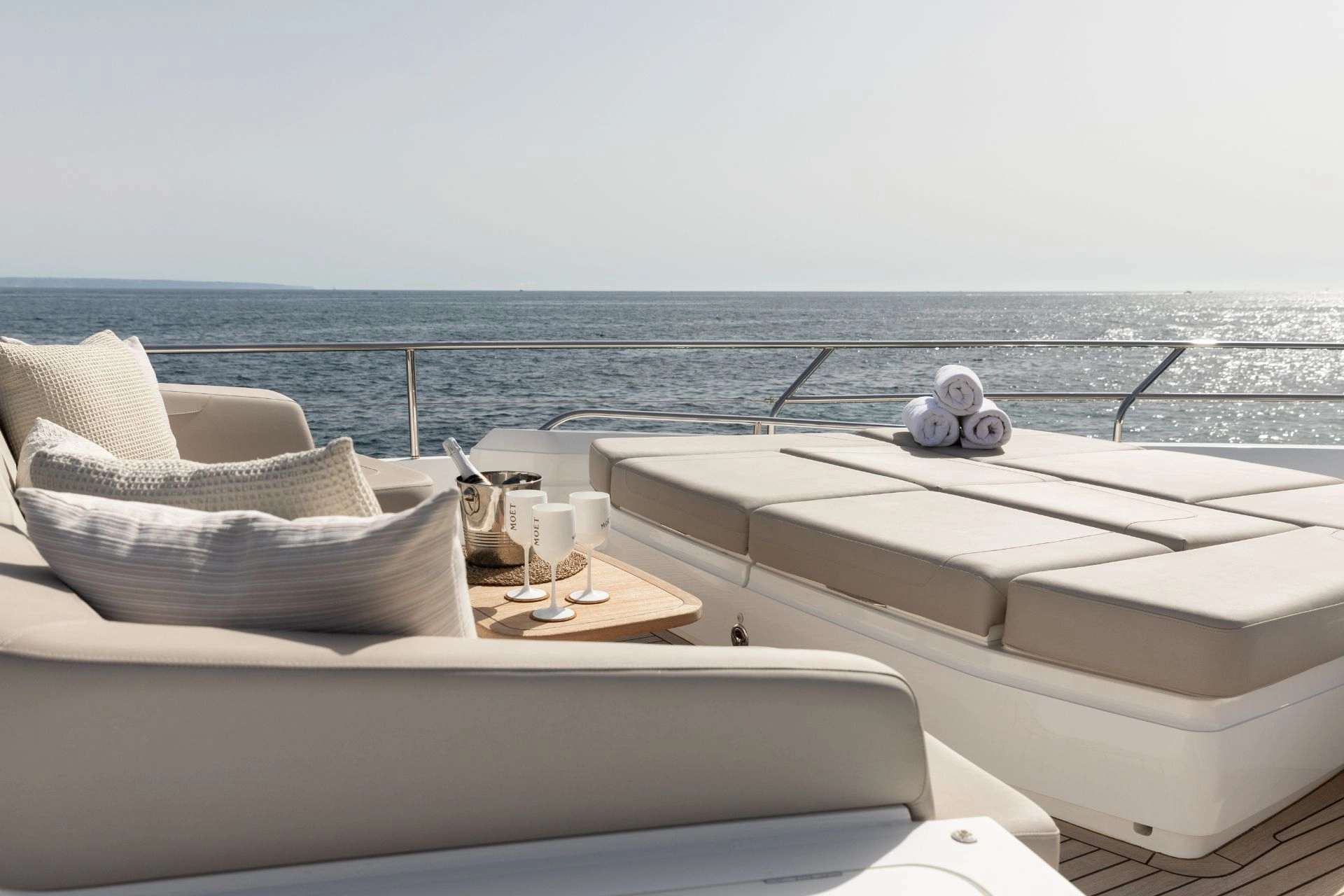 Bow of motor yacht Princess Y78 Mio Barco.