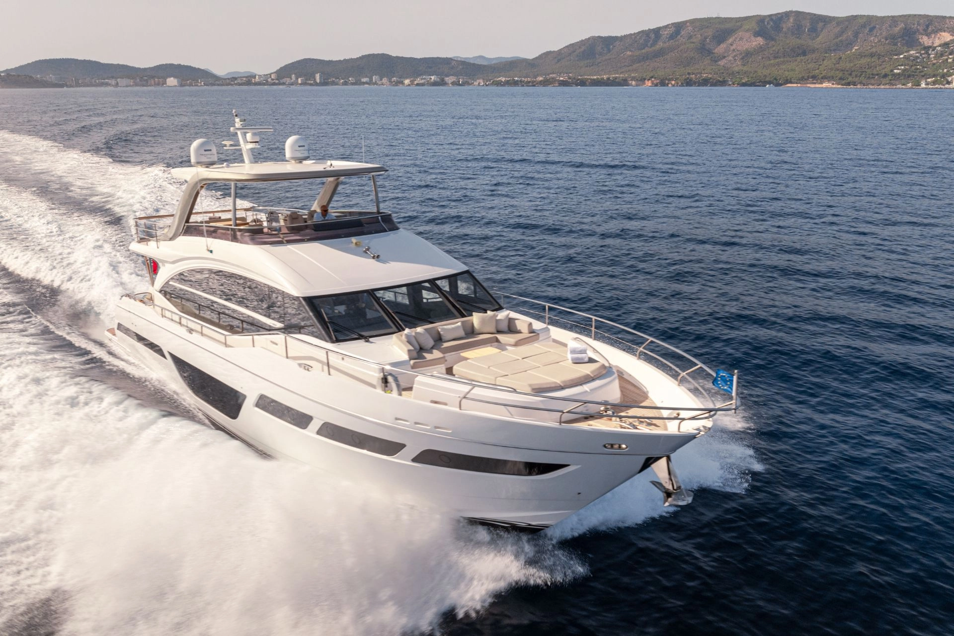 Motor yacht Princess Y78 Mio Barco cruising in the Balearics.