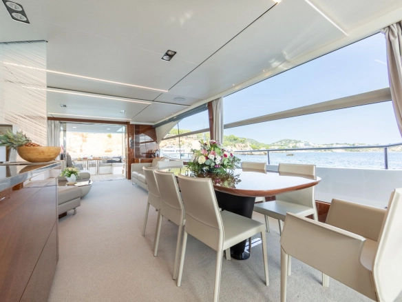 Interior dining area of motor yacht Princess Y78 Mio Barco.