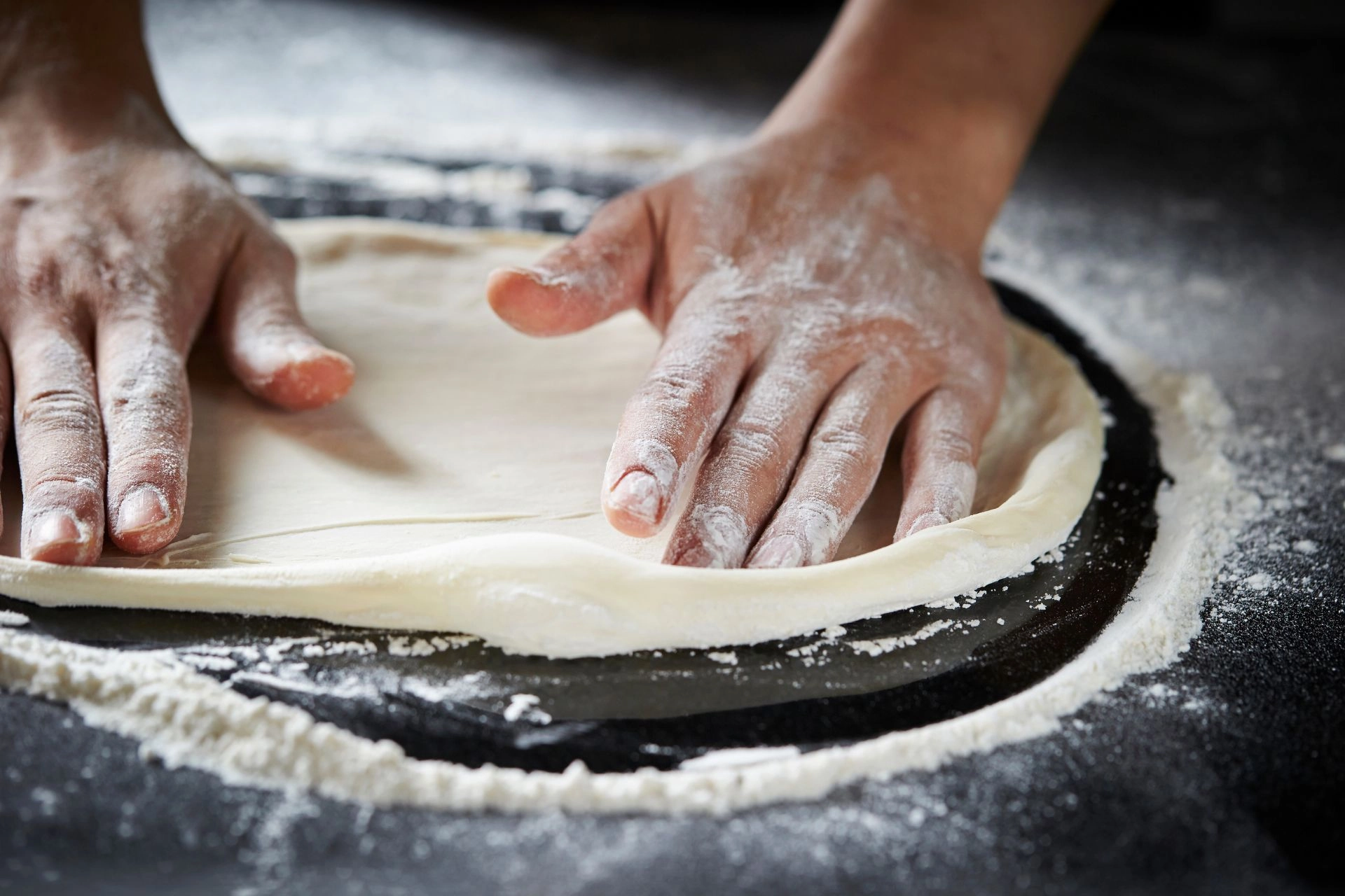 Pizza baking.