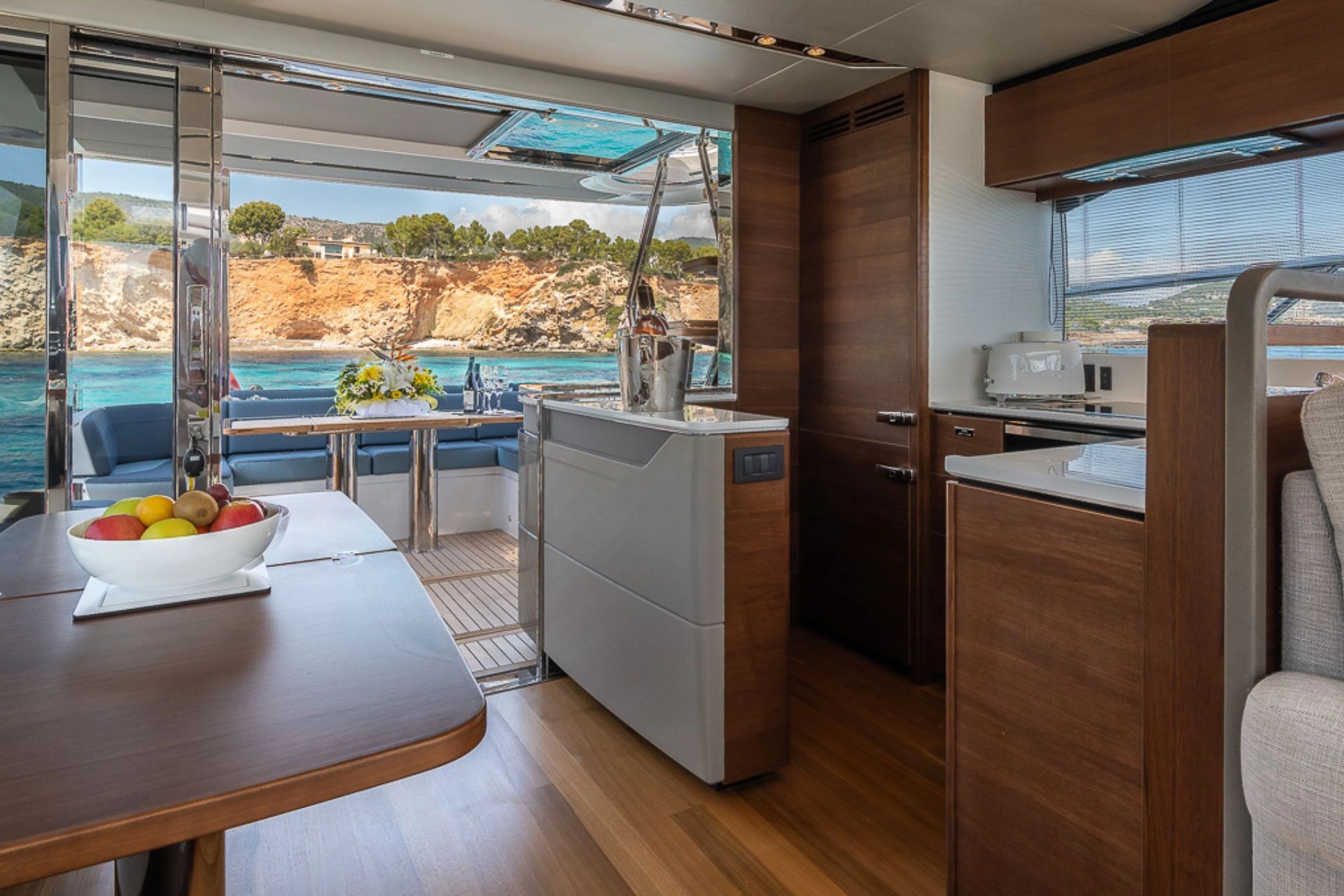 Interior of charter yacht Princess S60 Aquavista.