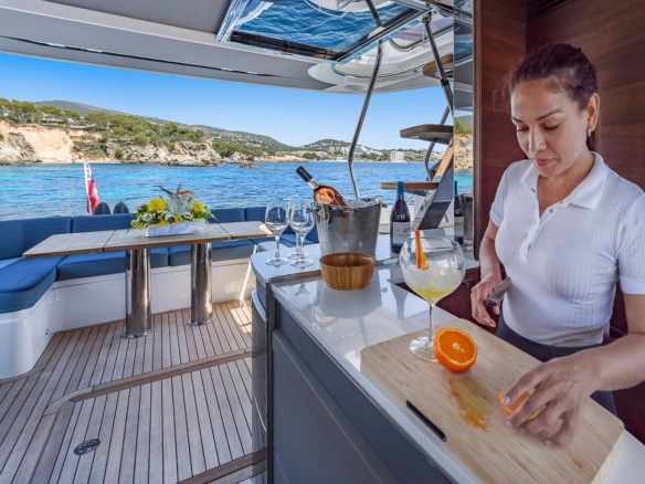 Service on charter yacht Princess S60 Aquavista.