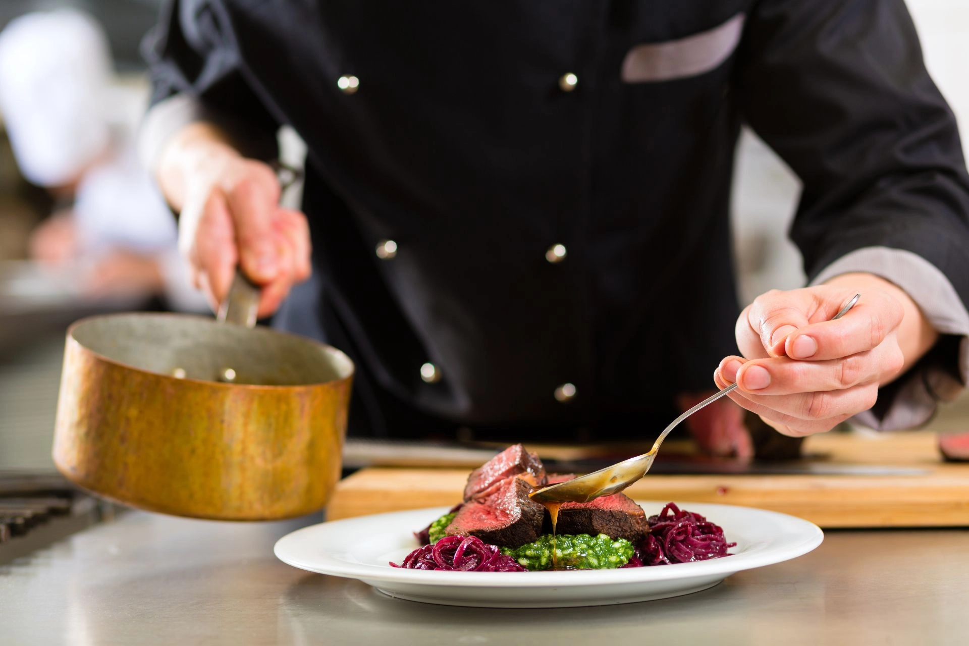 Private chef plating dish.