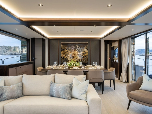 Salon of Sunseeker 95 yacht Blue Infinity One.