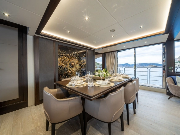Interior dining area of Sunseeker 95 High Energy.