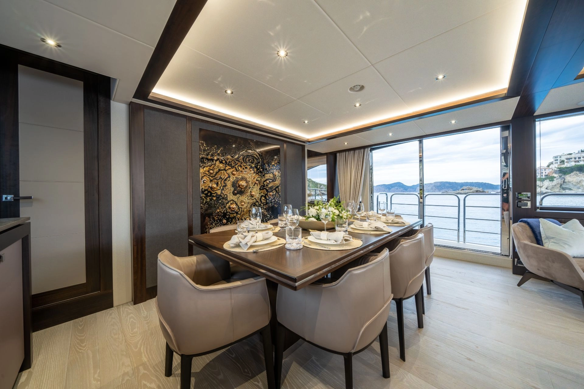 Interior dining area of Sunseeker 95 High Energy.
