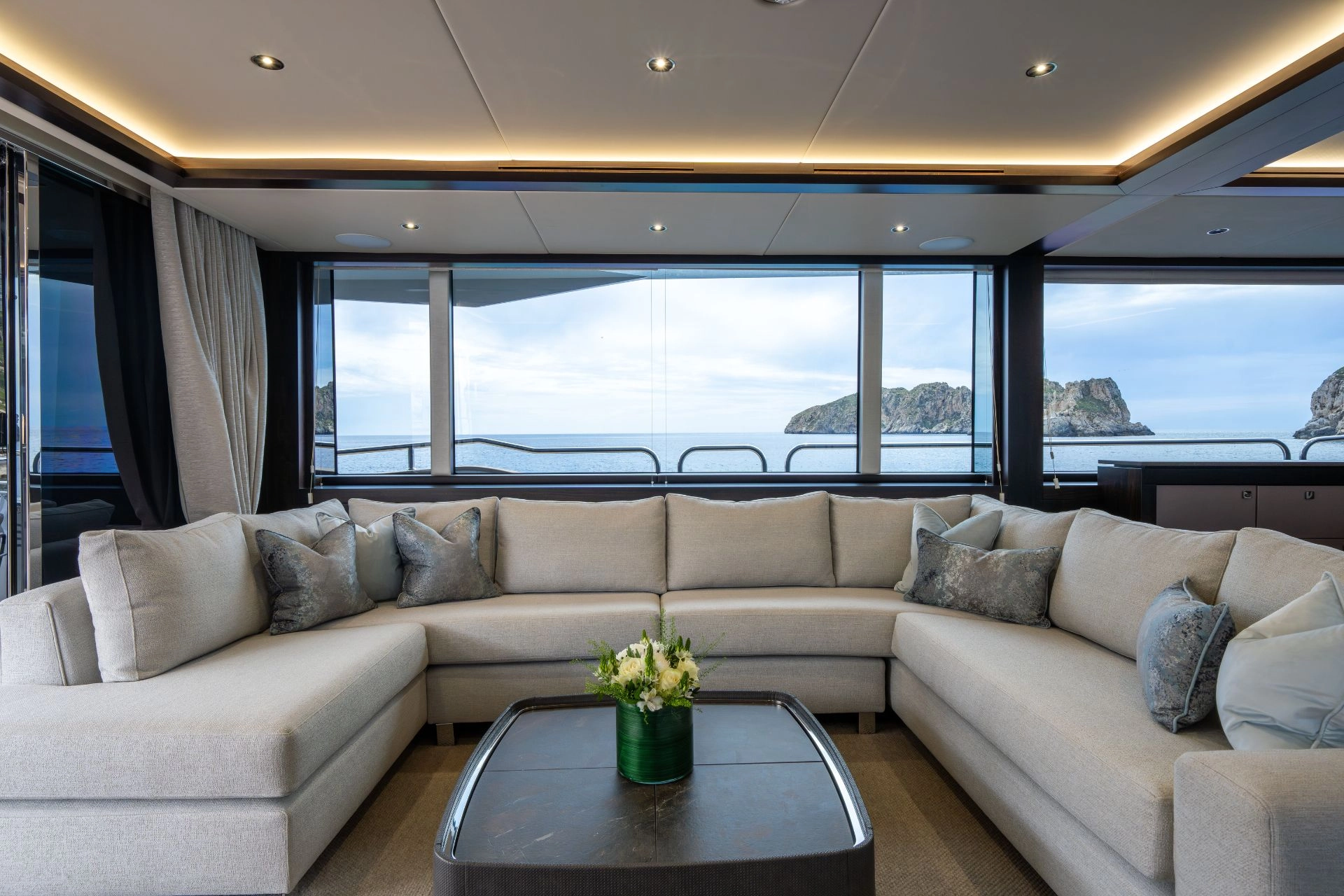 Salon on charter yacht Sunseeker 95 High Energy.