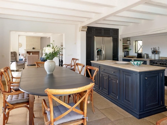 Kitchen and dining area of Top of the Ocean property in Port d'Andratx in Mallorca.
