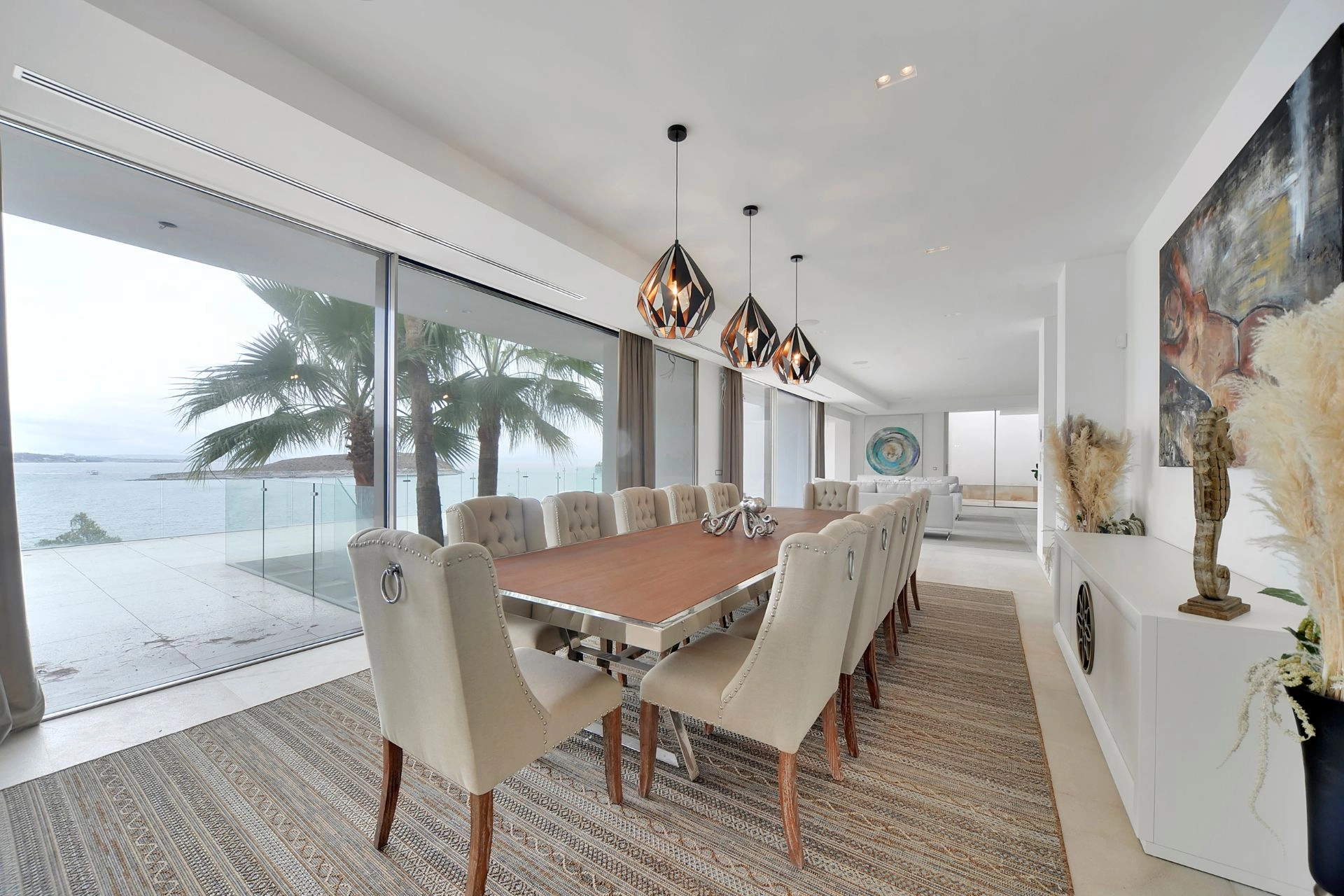 Dining area of Villa Bond in Cala Vinyes.
