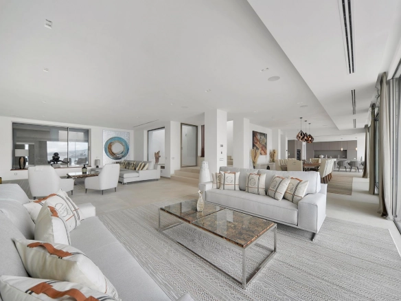 Living room of Villa Bond in Cala Vinyes.