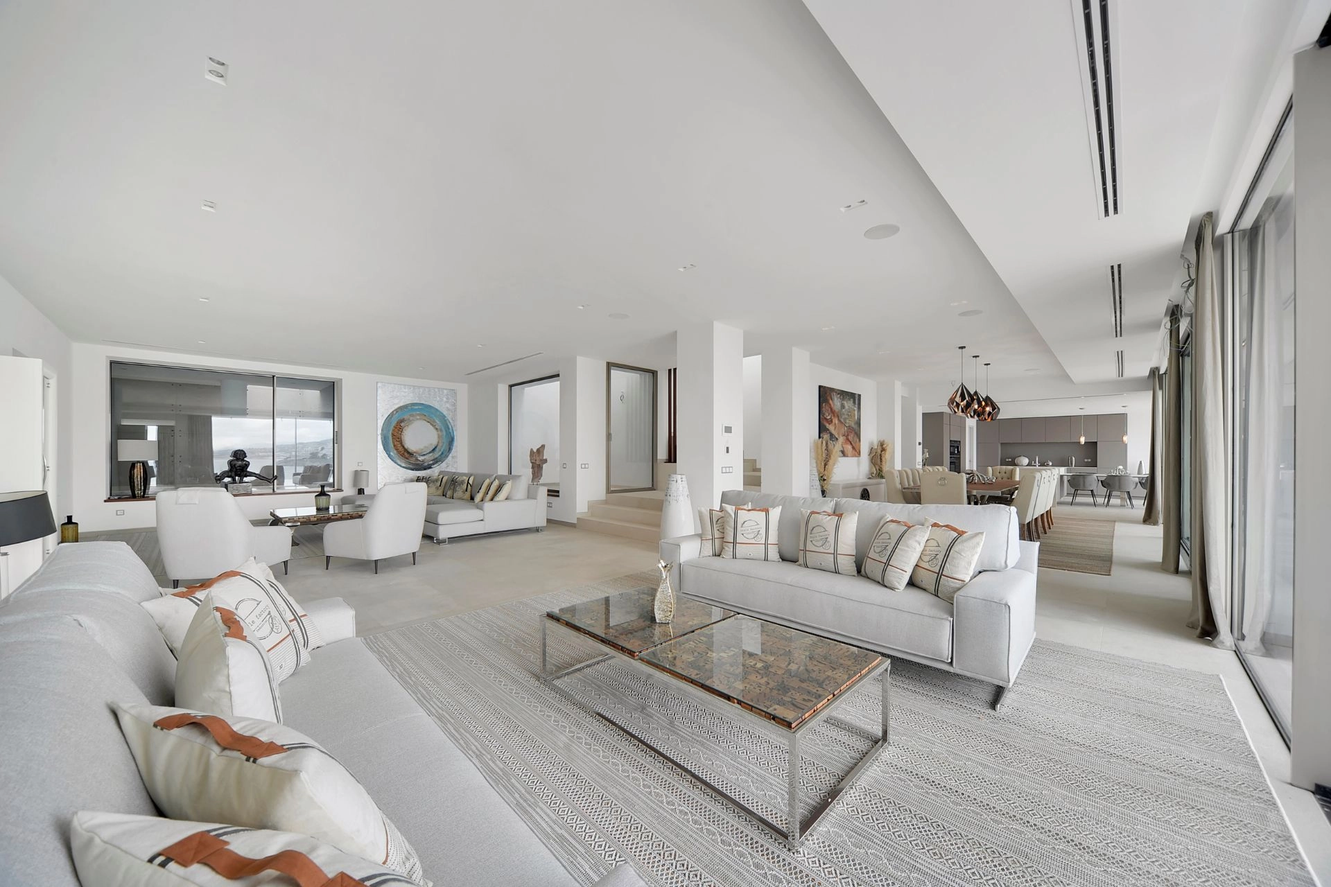 Living room of Villa Bond in Cala Vinyes.