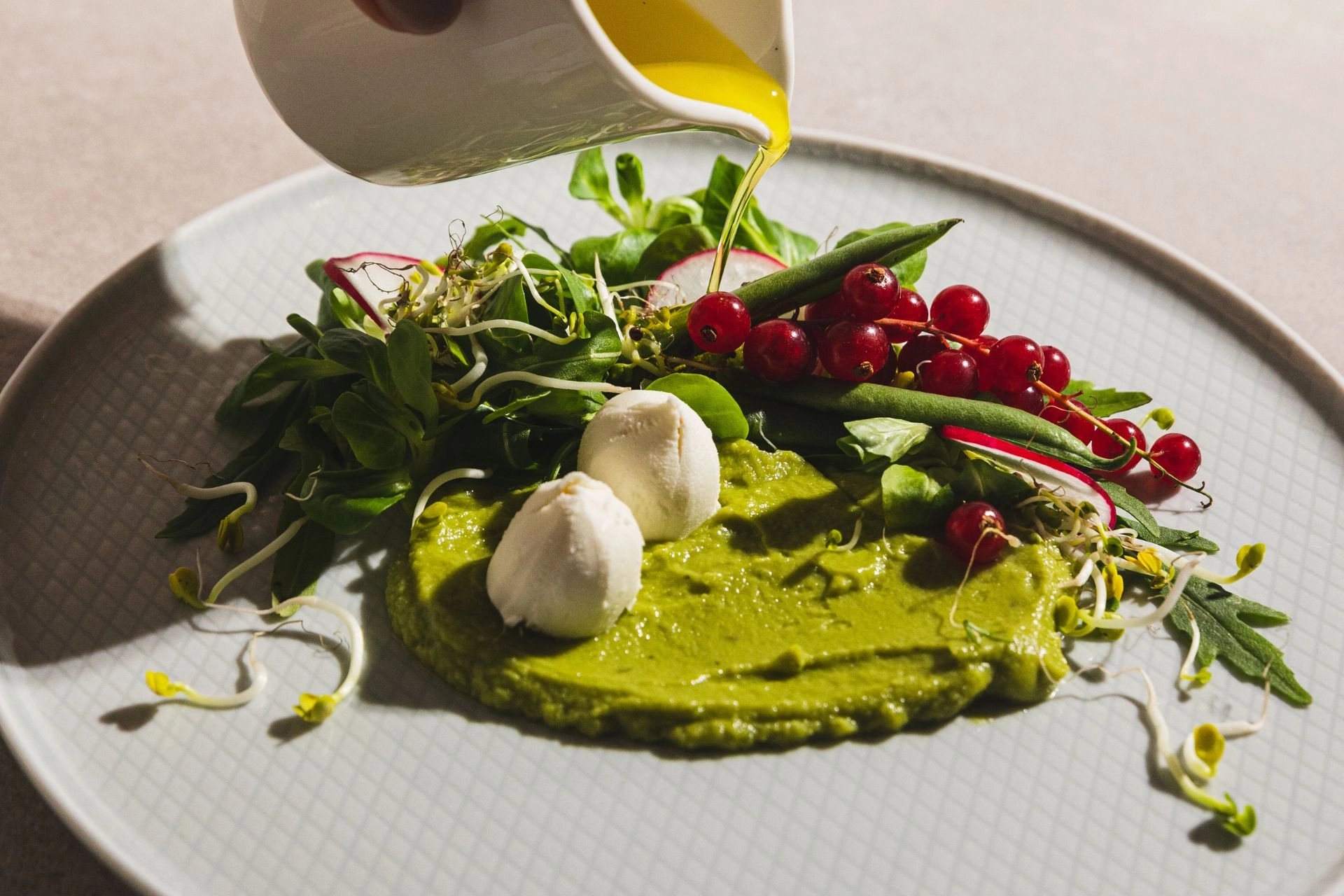 Fancy food prepared by private chef.