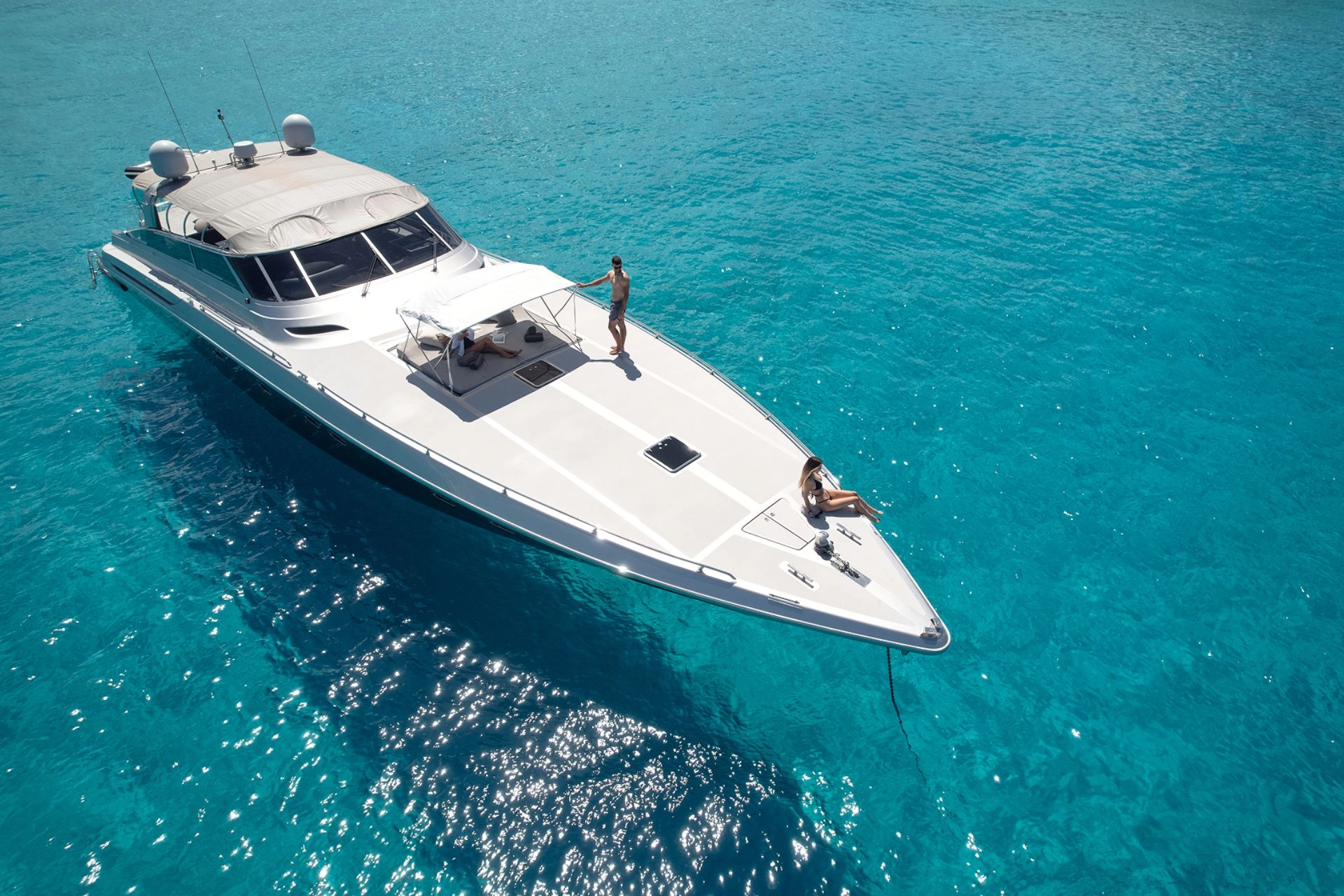 Bow of charter yacht Baia 80 Mintaka.