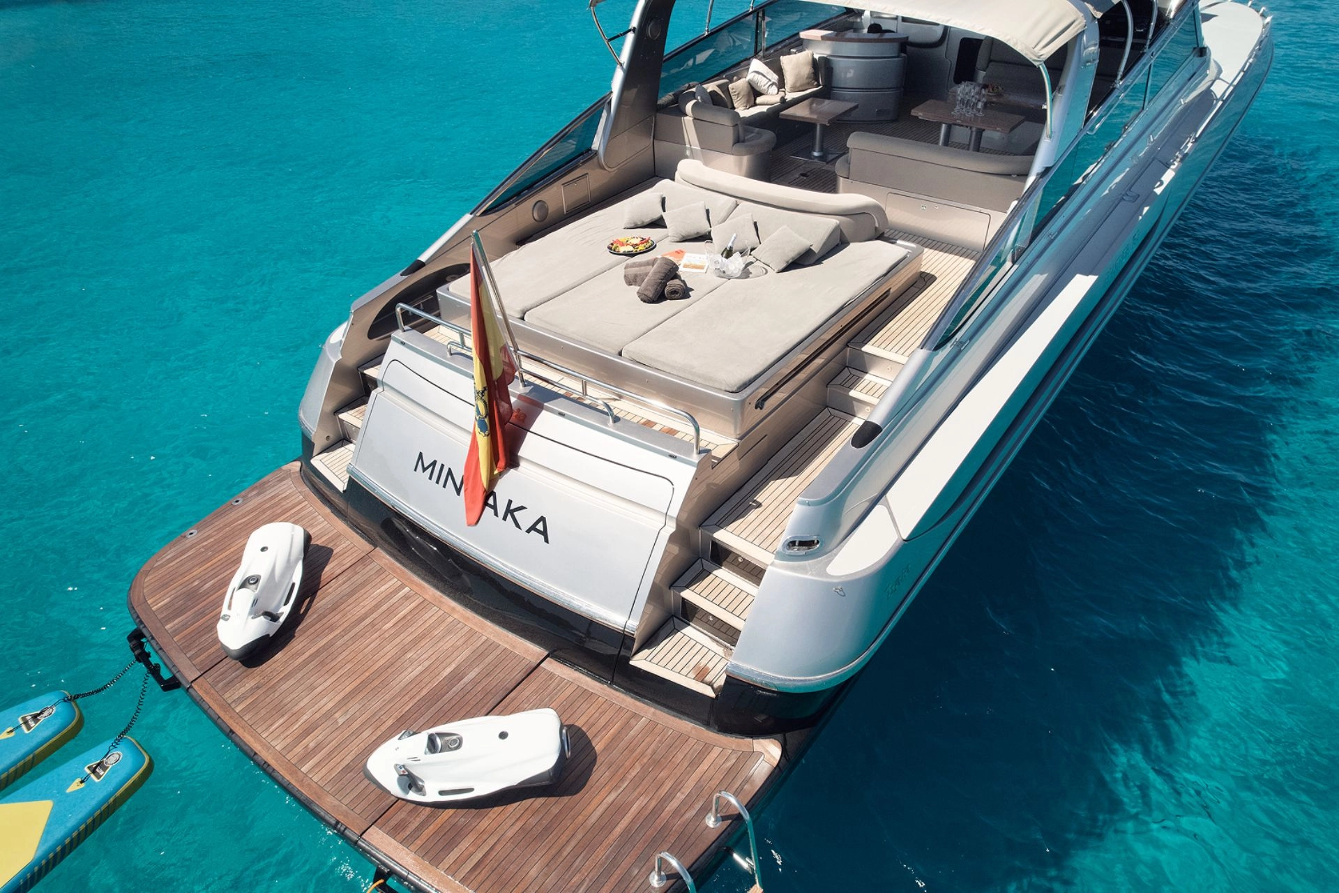 Stern and water toys charter yacht Baia 80 Mintaka.