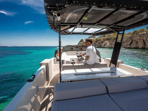 Deck of charter yacht De Antonio D28 Open in Mallorca.