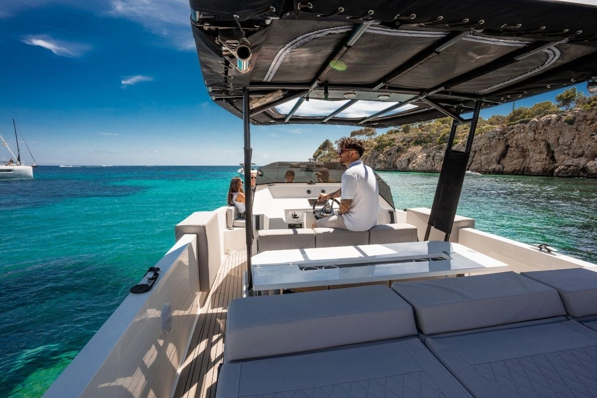 Deck of charter yacht De Antonio D28 Open in Mallorca.