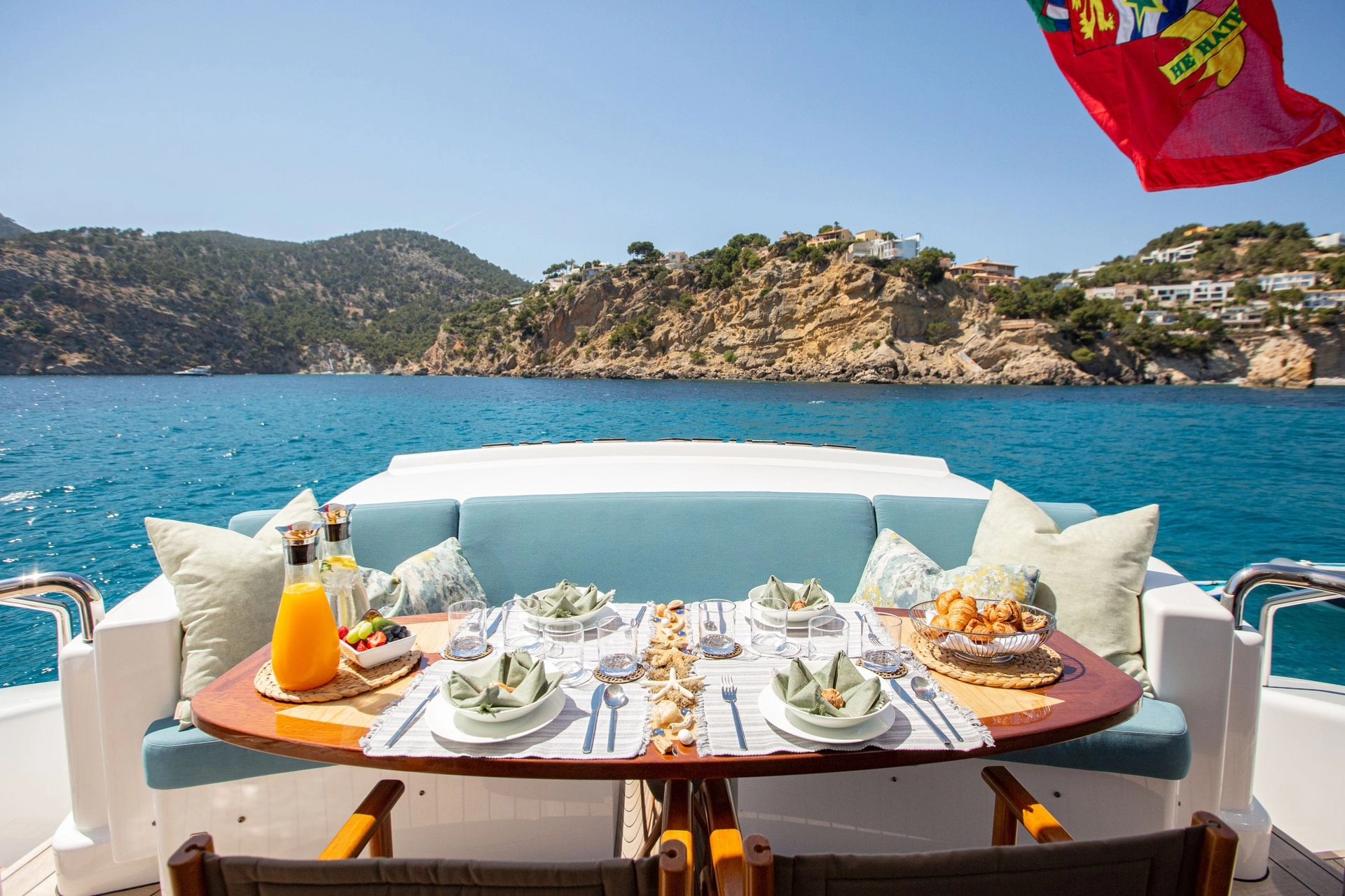 Breakfast on Evolution Yachts Benita Blue.