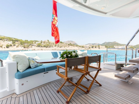 Stern dining area of Evolution Yachts Benita Blue.