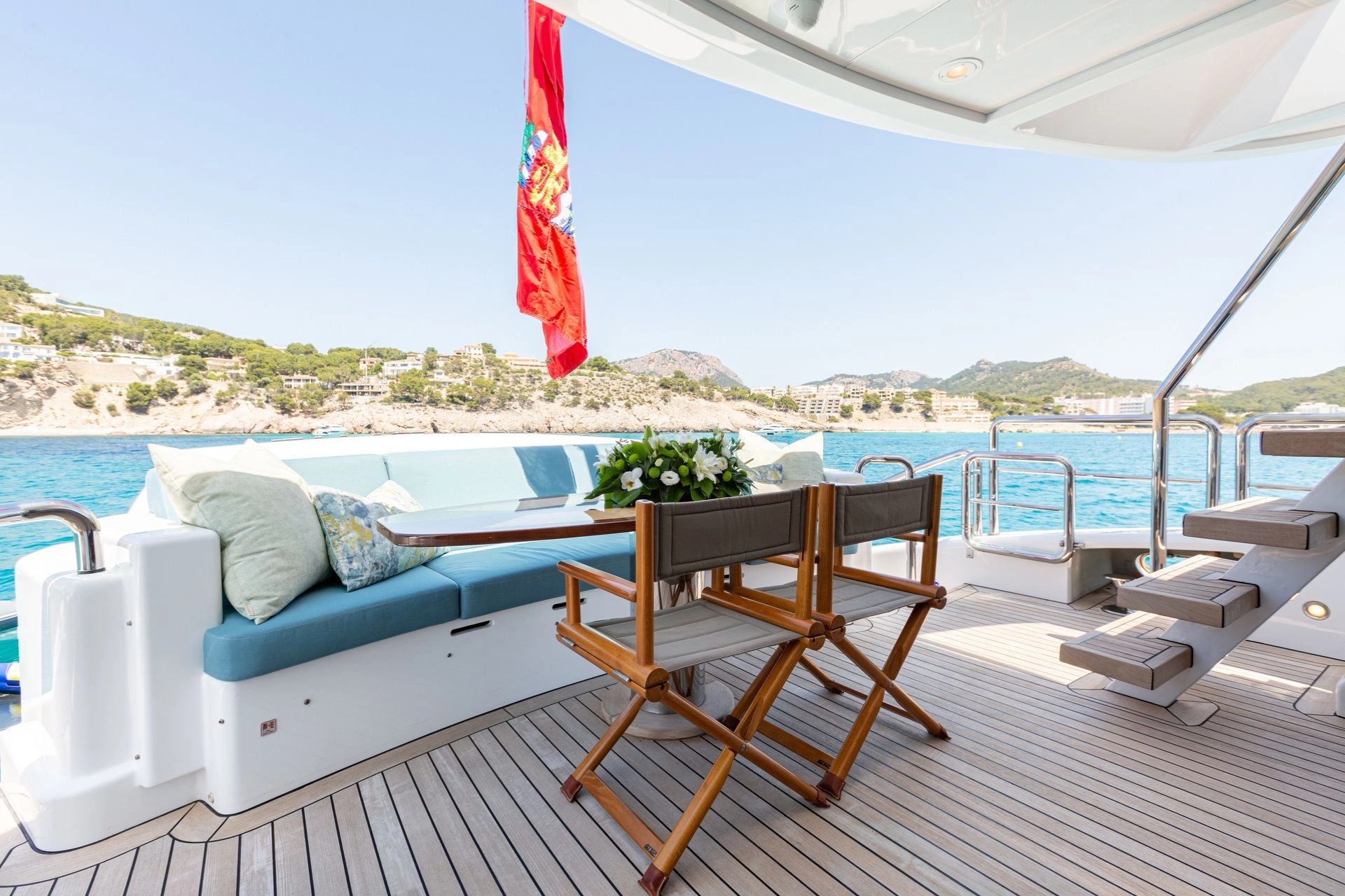 Stern dining area of Evolution Yachts Benita Blue.