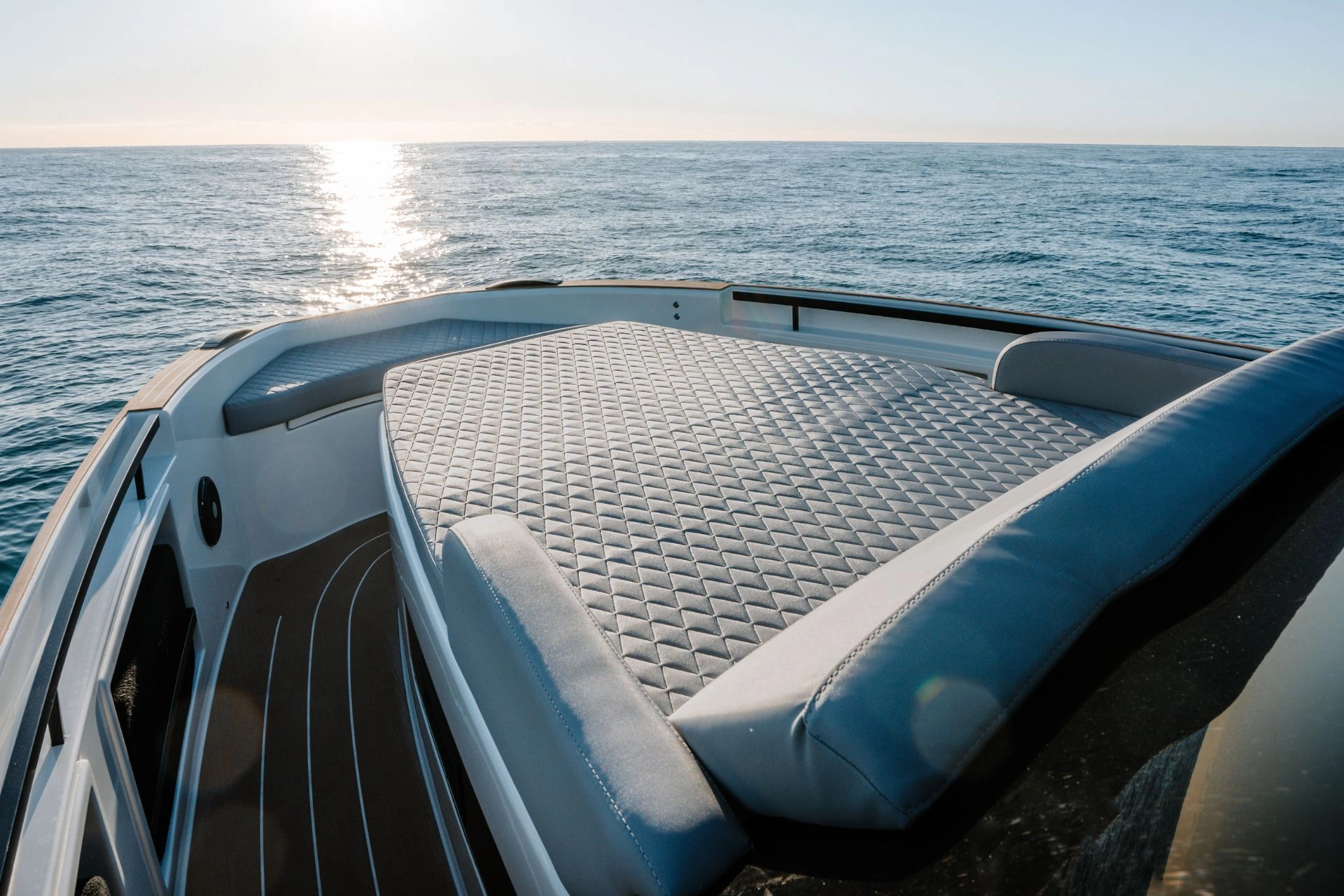 Bow of charter yacht Kumbra 34 in Mallorca.