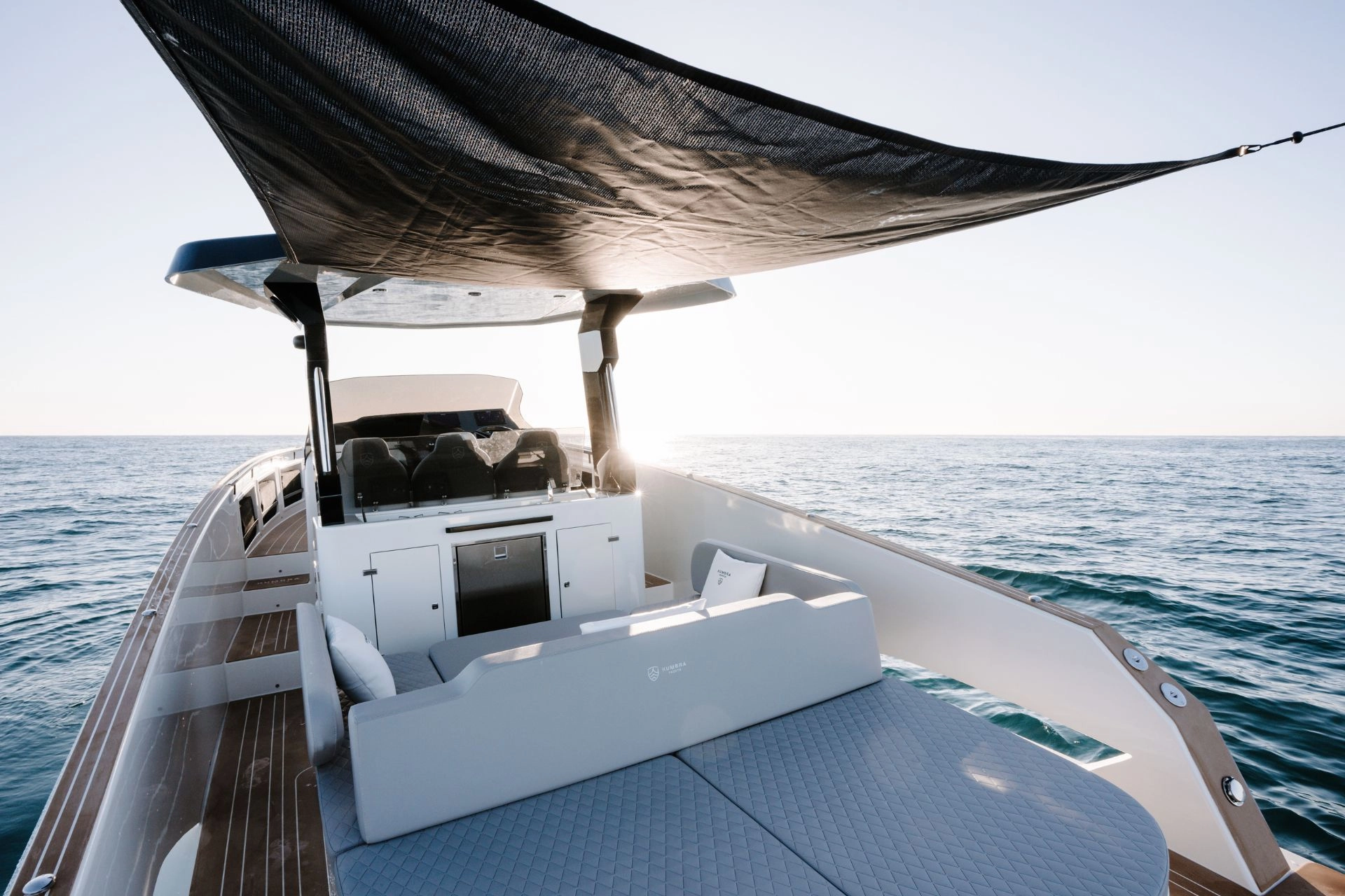 Deck of charter yacht Kumbra 34 in Mallorca.