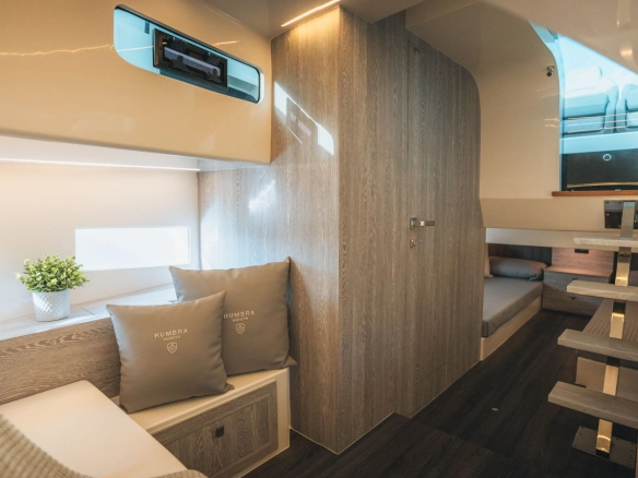Interior of charter yacht Kumbra 34 in Mallorca.