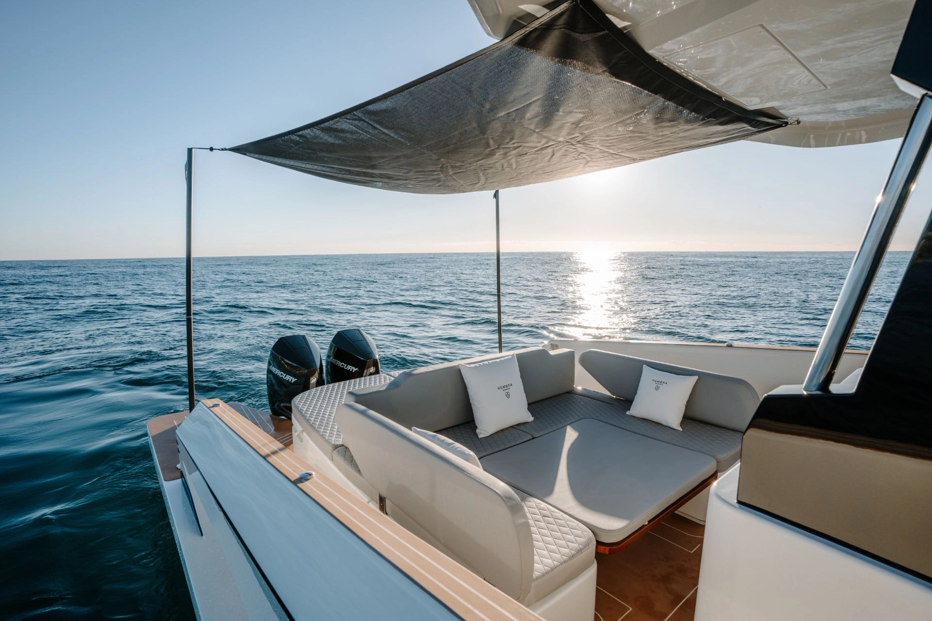 Sunbed of charter yacht Kumbra 34 in Mallorca.