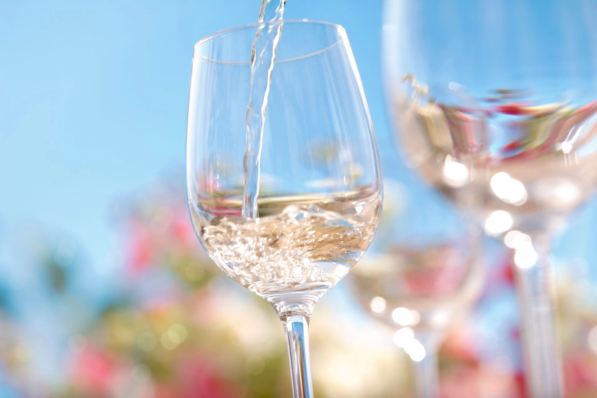 Glases of rosé wine in spring.