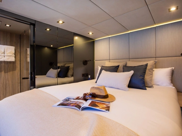 Guest cabin of sailing catamaran Sunreef 60 Sunbreeze.