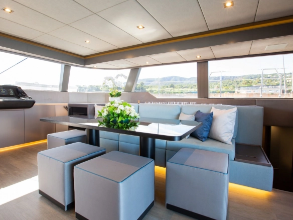 salon of sailing catamaran Sunreef 60 Sunbreeze.