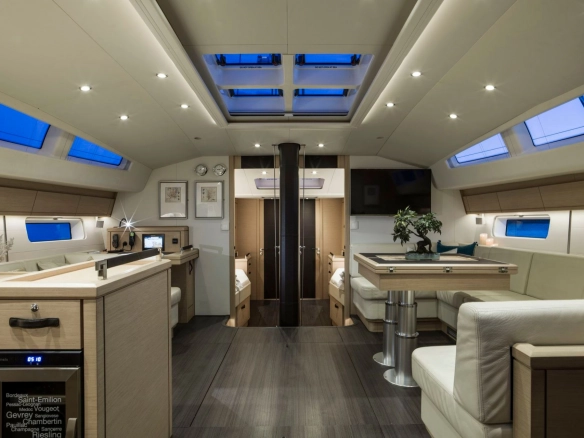 Interior of sailing yacht Jeanneau 64 Thea.