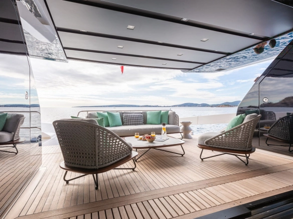 Deck of charter yacht Sanlorenzo SX76 Cloud IX in Mallorca.