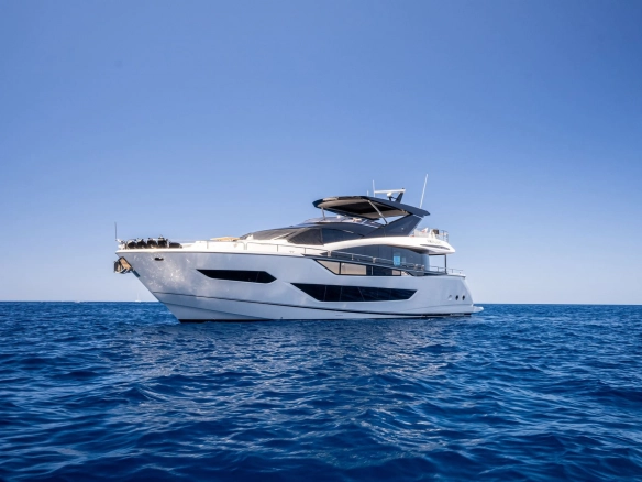 Charter yacht Sunseeker 88 Moonlight cruising in Mallorca.
