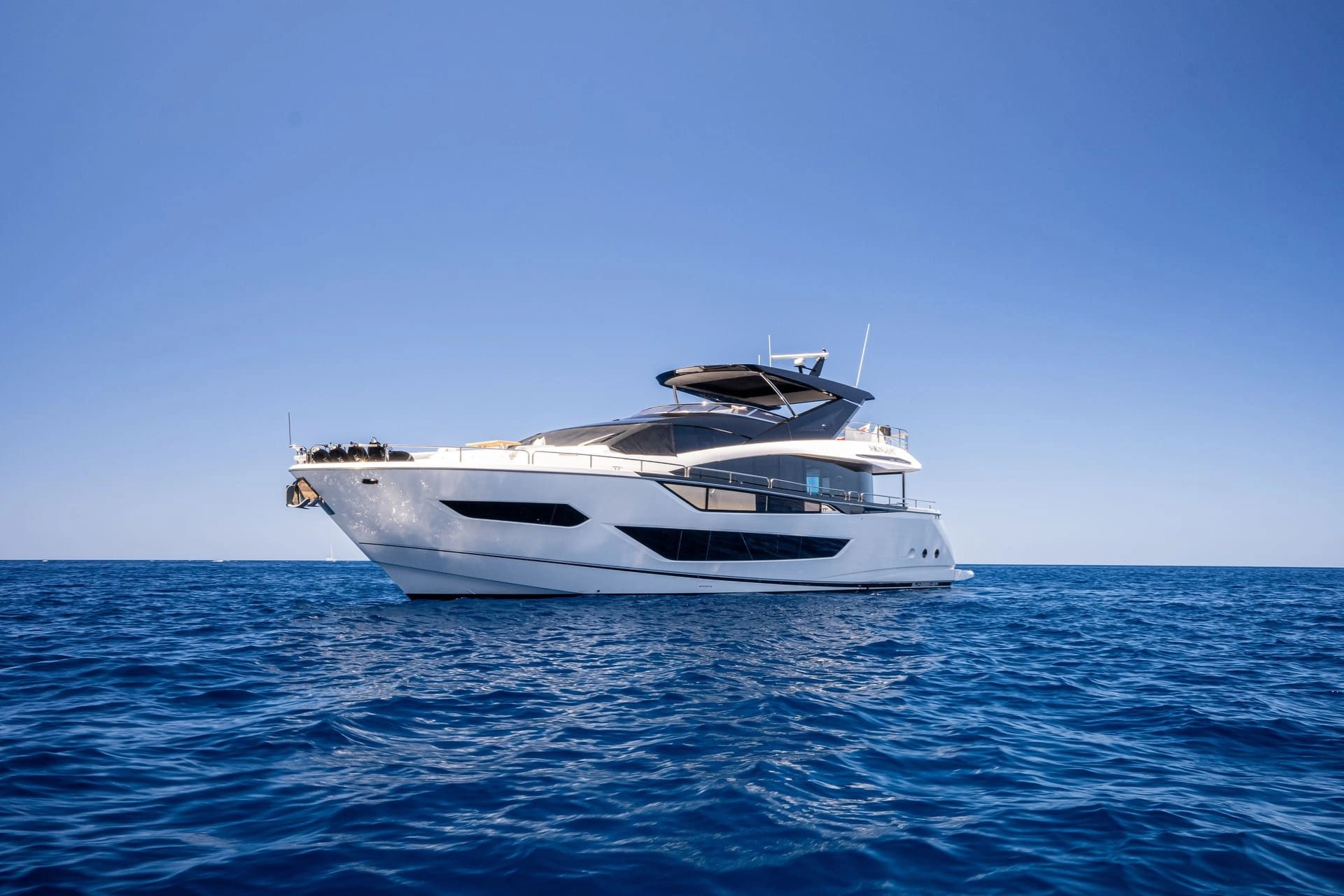 Charter yacht Sunseeker 88 Moonlight cruising in Mallorca.