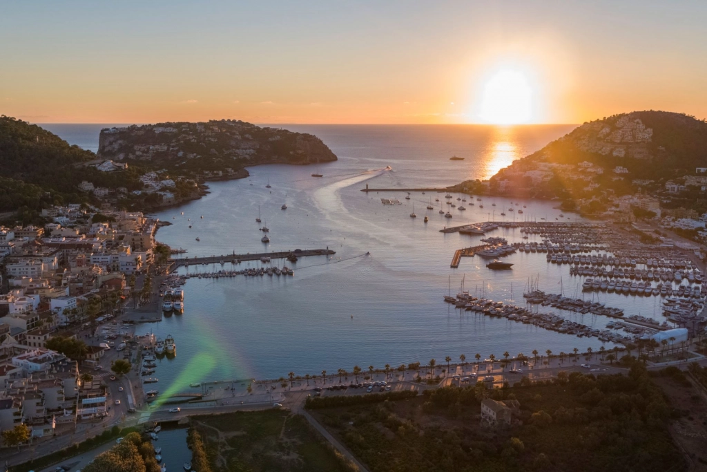 Sunset in Port d'Andratx in Mallorca.
