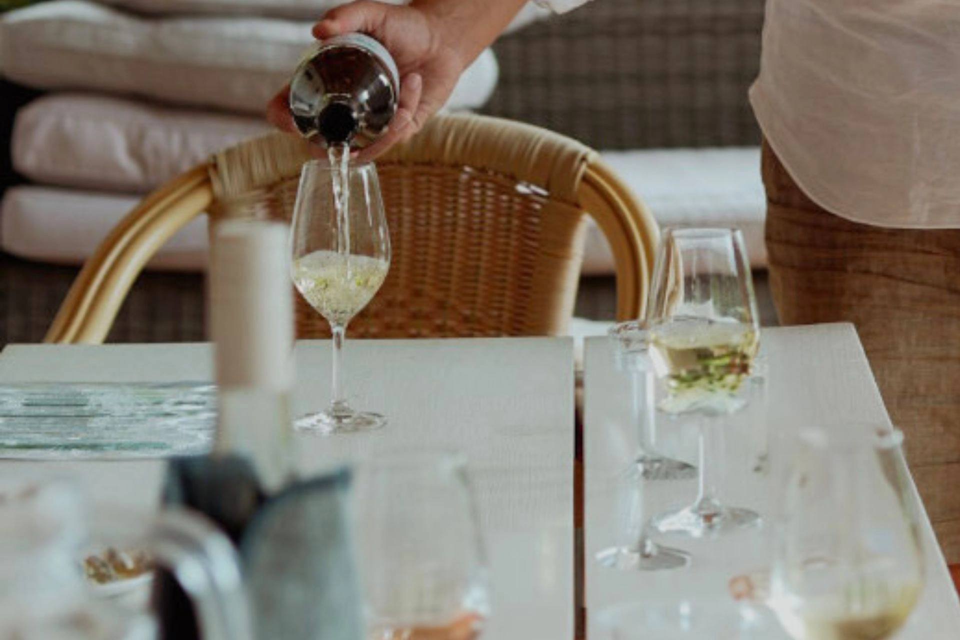 Glasses of wine at wine tasting in Mallorca.