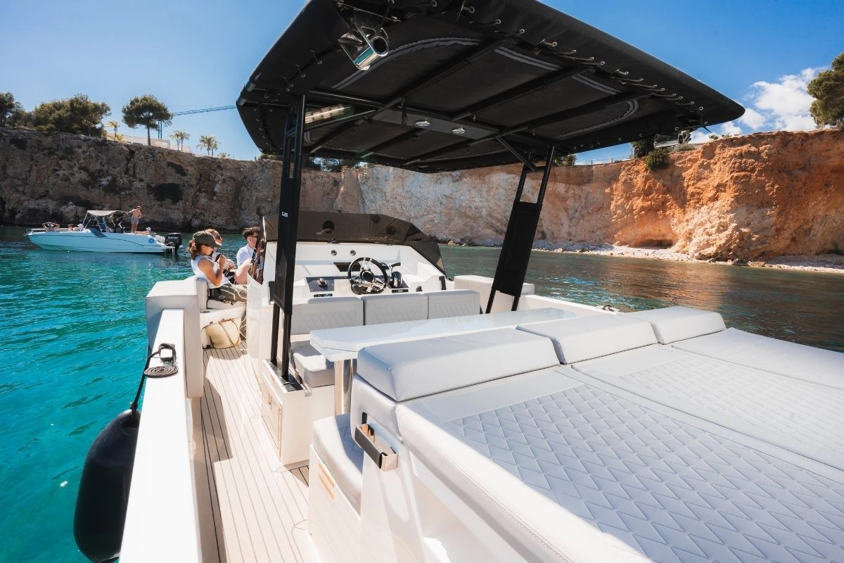 Deck of charter yacht De Antonio D28 Open in Mallorca.