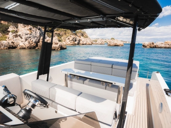Deck of charter yacht De Antonio D28 Open in Mallorca.